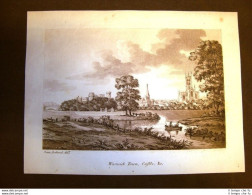 Warwick Town And Castle Settecentina Del 1795 Warwickshire Views Samuel Ireland - Stampe & Incisioni