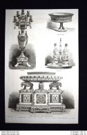 Servizio Di Porcellana Per Vicerè D'Egitto,Manifattura Ginori Incisione Del 1876 - Ante 1900