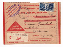 Recommandé 1931 Saint André De Cubzac Gironde Timbre Exposition Coloniale 1F50 Carte Remboursement Saint-Bonnet Huissier - Briefe U. Dokumente