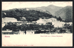 Cartolina Alassio, Hotel Belle Vue E Palazzo Municipale  - Sonstige & Ohne Zuordnung