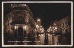 Cartolina Foggia, Corso Vittorio Emanuele (Notturno)  - Foggia