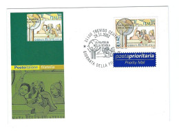 Italia 2002 ;" Giornata Della Filatelia " . Maximum Card E FDC Con Annullo Speciale A Treviso Centro. - Cartoline Maximum
