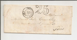 Lettre De Châteaudun Pour Paris De Décembre 1852 ?? - Taxe 25 - 1849-1876: Classic Period