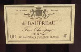 Etiquette De   Fine  Champagne Cognac  -  De Baupréau - Autres & Non Classés