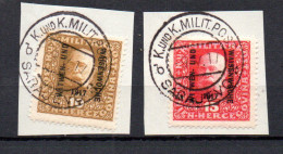 Bosnia Herzegowina (Austria) 1917 Old Set Overprinted Stamps (Michel 119/20) Luxury Used On Coverparts - Bosnien-Herzegowina