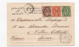 !!! ALEXANDRIE, BEL AFFRANCH TRICOLORE TYPE BLANC SUR CPA DE 1903 - Cartas & Documentos