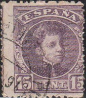 Espagne Poste Obl Yv: 216A Mi:218b Ed:246 Alphonso XIII Jeune (Beau Cachet Rond) - Used Stamps
