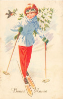 FETES ET VOEUX - Nouvel An - Une Femme Faisant Du Ski - Colorisé - Carte Postale Ancienne - Nouvel An
