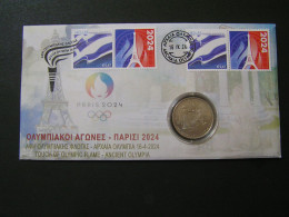 GREECE TOUCH OF OLYMPIC FLAME-ANCIENT OLYMPIA Coins .. - FDC