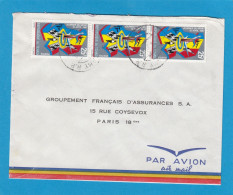 LETTRE AVEC BANDE DE 3 TIMBRES " JOURNEE DU SPORT, 1967 ". - Tsjaad (1960-...)