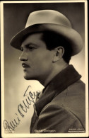 CPA Schauspieler René Deltgen, Portrait Mit Hut, Ross Verlag A 3106/1, Autogramm - Attori