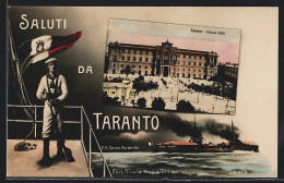 Cartolina Taranto, Palazzo Uffici, RN Dante Alighieri  - Taranto