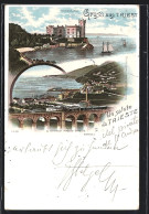 Lithographie Triest, Ortsansicht Und Schloss Miramare  - Trieste (Triest)