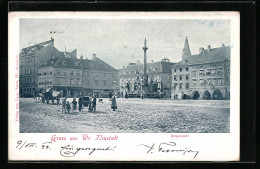 AK Wr. Neustadt, Hauptplatz Mit Denkmal  - Autres & Non Classés