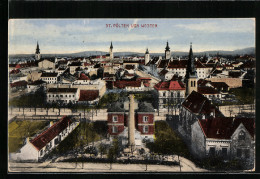 AK St. Pölten, Teilansicht Mit Kirche Und Denkmal  - Sonstige & Ohne Zuordnung