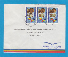 LETTRE AVEC BANDE DE 3 TIMBRES " MOUVEMENT DE LA JEUNESSE TCHADIENNE ". - Tsjaad (1960-...)