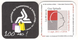 Sous Bock " 100ans Ass. Commerçants Et Artisants Ath/80ans Guy Spitaels" Recto Verso - Beer Mats