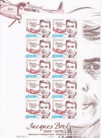 Polynésie N°1022 - Jacques Brel - Feuille Entière - Neufs ** Sans Charnière - TB - Unused Stamps