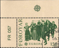 Feroe Poste Obl Yv: 57/58 Europa Cept Le Folklore Coin D.feuille (TB Cachet Rond) - Färöer Inseln