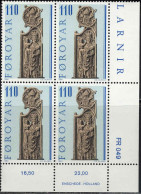 Feroe Poste N** Yv: 49/52 Les Bancs D'Eglises De Kirkjubour 1.Serie Coin D.feuille X4 - Isole Faroer