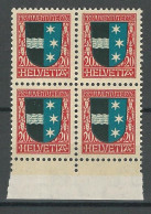 SBK J39, Mi 220 Viererblock ** MNH - Nuovi