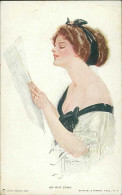HARRISON FISHER SIGNED 1907 POSTCARD - WOMAN - AN OLD SONG - PUB BY REINTHAL & NEWMAN - N.108 (5753) - Fisher, Harrison