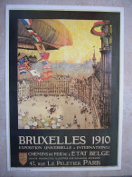 Avion / Airplane / Dirigeable / BRUXELLES 1910 / Exposition Universelle / Affichette / Format : 21X29,5cm - Airships