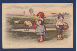 CPA Colombo Enfants Illustrateur Italien Art Déco écrite 1716-1 Moutons - Colombo, E.