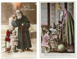 2 Cpa  Vive Saint Nicolas Ed. Dix 2626 (pli Haut Droit) & Nous Remercions Bien Nos Aimables Parents... Ed. ELD 155 - Sinterklaas