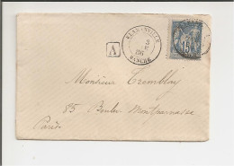 Lettre De Flamanville (La Manche) Pour Paris De 1886 - Type Sage 15 - Cachet De Cire - 1876-1898 Sage (Type II)