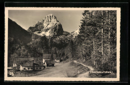 AK Hinterstoder, Ortspartie Mit Wanderweg Am Wald Und Berggipfel  - Altri & Non Classificati