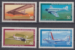 Berlin Mi.Nr. 592-95 Jugend 1979: Luftfahrt - Flugzeuge - Segelflugzeug - Junkers - Messerschmitt - Douglas DC 3 - Ungebraucht