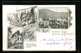 AK Semmering, Hotel Und Villa Panhans Mit Pfarrhaus Und Kirchlein Nebenan  - Andere & Zonder Classificatie