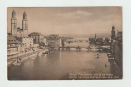 ZURICH:  LES  PONTS  DU  FRAUMUNSTER  ET  DU  QUAI  -  TIMBRE  ENLEVE'  -  POUR  L' ITALIE  -  FP - Bridges