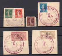 !!! CASTELLORIZO,SERIE N°37/42 OBLITEREE SUR FRAGMENT, SIGNEE BRUN - RR - Used Stamps