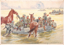 ¤¤  -  Guerre 1939-45  -  Carte Allemande  -   Militaires Traversant Une Rivière   -  Illustrateur En 1939  -  ¤¤ - Guerre 1939-45
