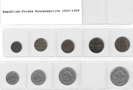 9 Coins Polen 1923-1939 : 1-2-5 Groszy Brons - 2 En 5 Groszy (Al-Br) En 10-20-50 Groszy (Ni) + 1 Zloty (Ni) - Polonia