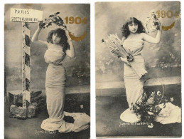 2 Cpa Année 1904 Paris St-Pétersbourg J'apporte La Paix !  & J'apporte Le Bonheur - New Year