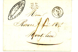 Courrier Facture An 1841 De La Fabrique De Rubans REUMAUX VILLERS à COMINES 59 NORD Pour REVERS à MONTLIEU 17 - 1801-1848: Précurseurs XIX