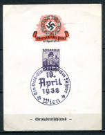 AUTRICHE - Wien - 10. April 1938 - Ofterreich Kehrt Heim - Ein Volk, Ein Reich, Ein Führer - Grofsdeutfchland - Covers & Documents