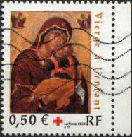 France Poste Obl Yv:3717 Mi:3866 Croix-Rouge Vierge à L'enfant Bord De Feuille (Lign.Ondulées) - Gebraucht