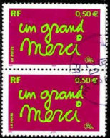 France Poste Obl Yv:3637 Mi:3781I Ben Un Grand Merci Paire (TB Cachet Rond) - Gebruikt