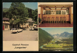 AK Ebensee /Salzkammergut, Gasthof-Pension Langwies Mit Baransicht, Gesamtansicht Des Tals  - Sonstige & Ohne Zuordnung