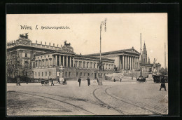 AK Wien, Belebte Partie Am Reichsratsgebäude  - Autres & Non Classés