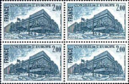 France Service N** Yv: 64 Mi:26 Strasbourg Bâtiment Du Conseil Bloc De 4 - Mint/Hinged