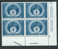 Italia, Italy, Italien, Italie 1967; Bussola, Compass + Profilo Della Terra, Earth. Quartina D’ Angolo, New. - Astronomia