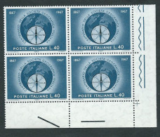 Italia, Italy, Italien, Italie 1967; Bussola, Compass + Profilo Della Terra, Earth. Quartina D’ Angolo, New. - Astronomùia