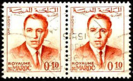 Maroc Poste Obl Yv: 438 Mi:492 Hassan II Paire (TB Cachet Rond) - Maroc (1956-...)