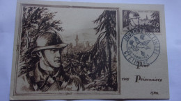 WWII  Carte Maximun Saint Etienne Journée Du Timbre 10 Oct 1943 Pour Nos Soldats Prisonniers Militaria - Weltkrieg 1939-45