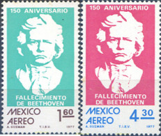 182584 MNH MEXICO 1977 150 ANIVERSARIO DE LA MUERTE DE LUDWIG VAN BEETHOVEN - Messico